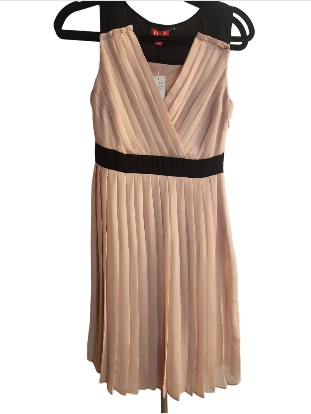 Elle Rose Smoke Pleated Empire Dress, sleeveless, knee-length cocktail dress 2